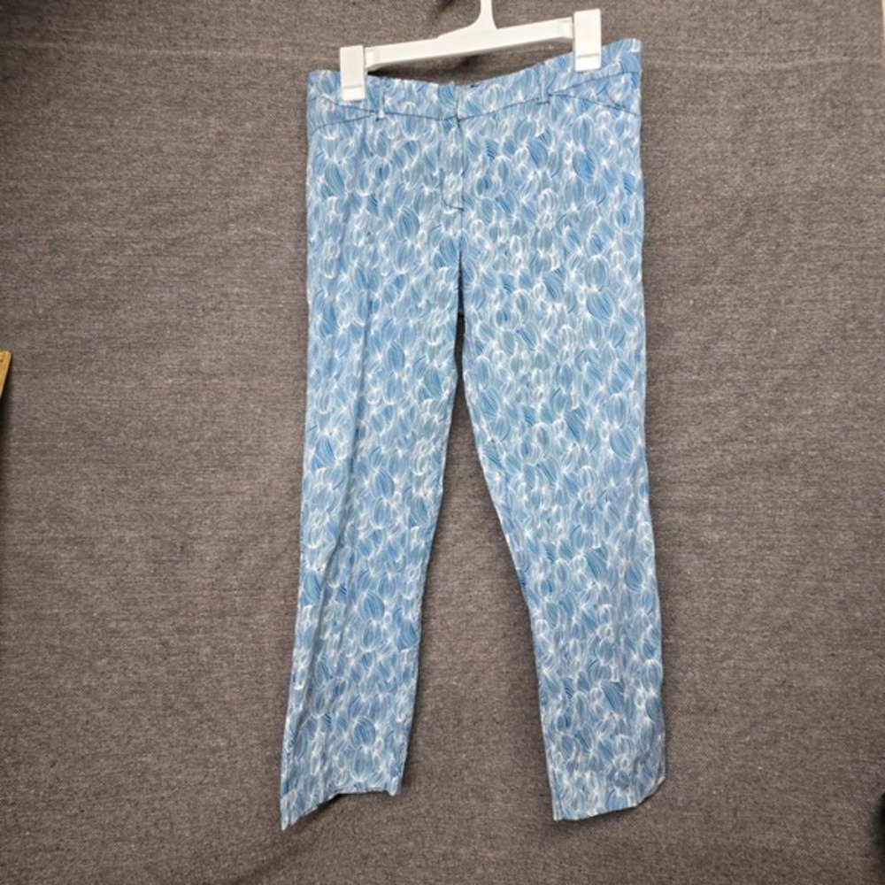 Sharagano Blue White Abstract Swirl Print Straight Leg Pants Size‎ 6 Career